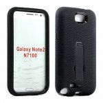 Wholesale Note 2 / N7100 Armor Hybrid Case with Stand (Black-Black)